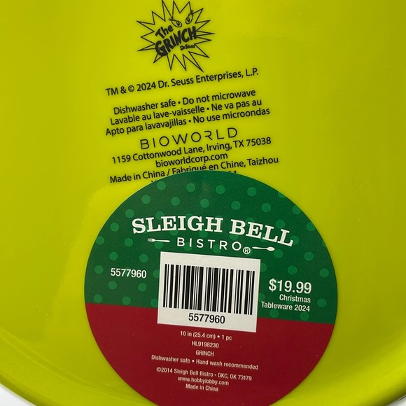 The Grinch Dr.‎ Seuss Green Melamine Serving Bowl Christmas Holiday Party Decor - Picture 5 of 5